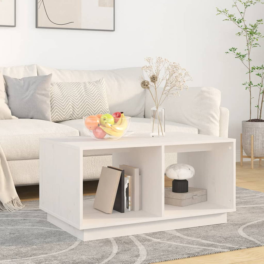 Salontafel 80X50X40 Cm Massief Grenenhout Wit