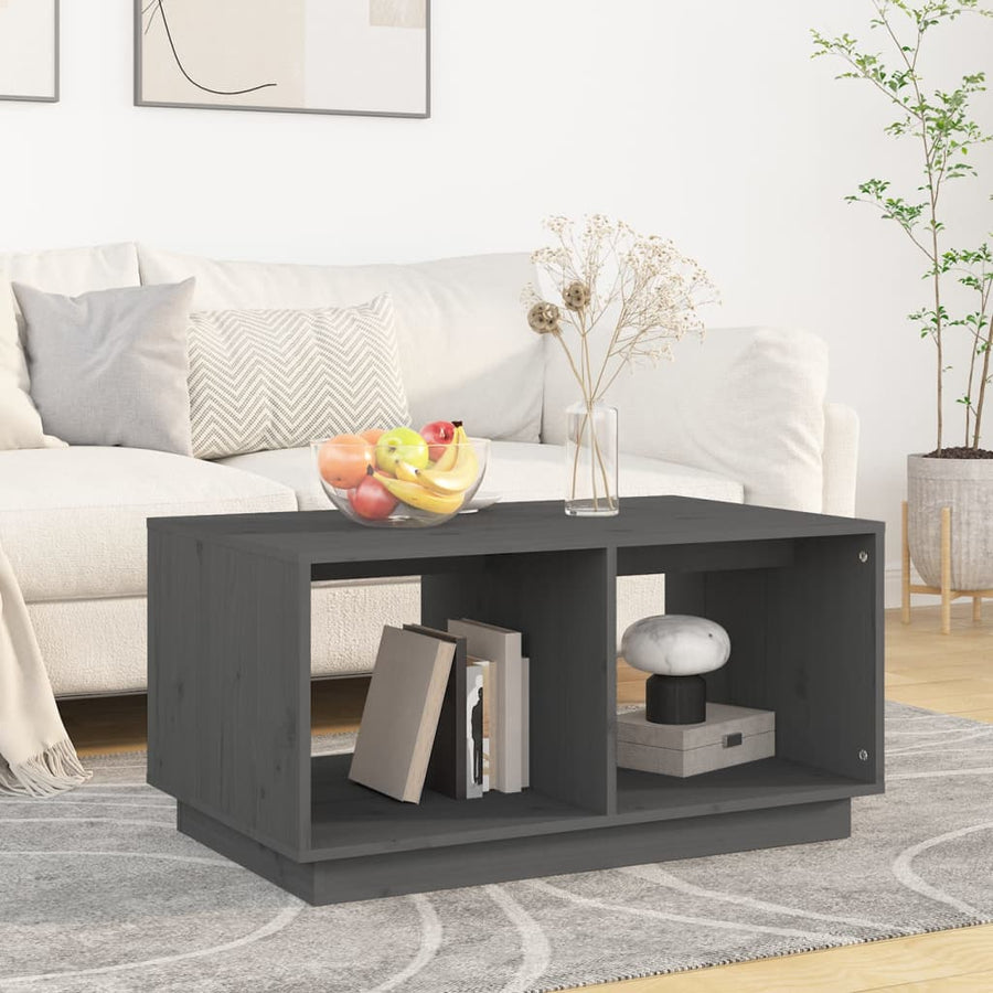 Salontafel 80X50X40 Cm Massief Grenenhout Grijs