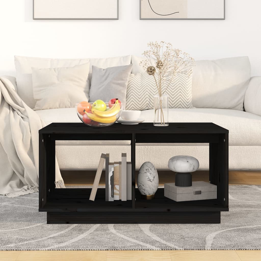 Salontafel 80X50X40 Cm Massief Grenenhout Zwart