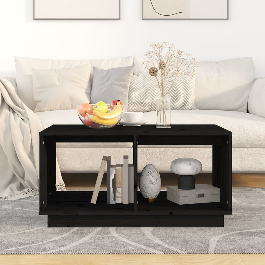 Salontafel 80X50X40 Cm Massief Grenenhout Zwart