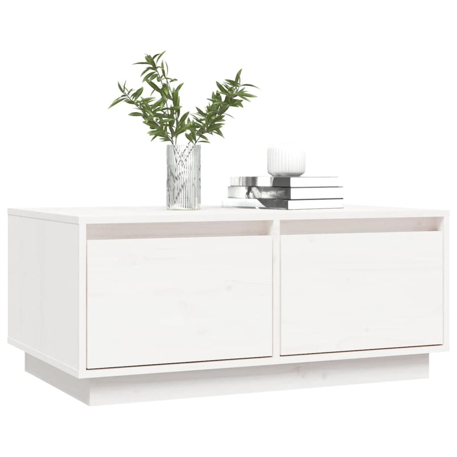 Salontafel 80X50X35 Cm Massief Grenenhout Wit
