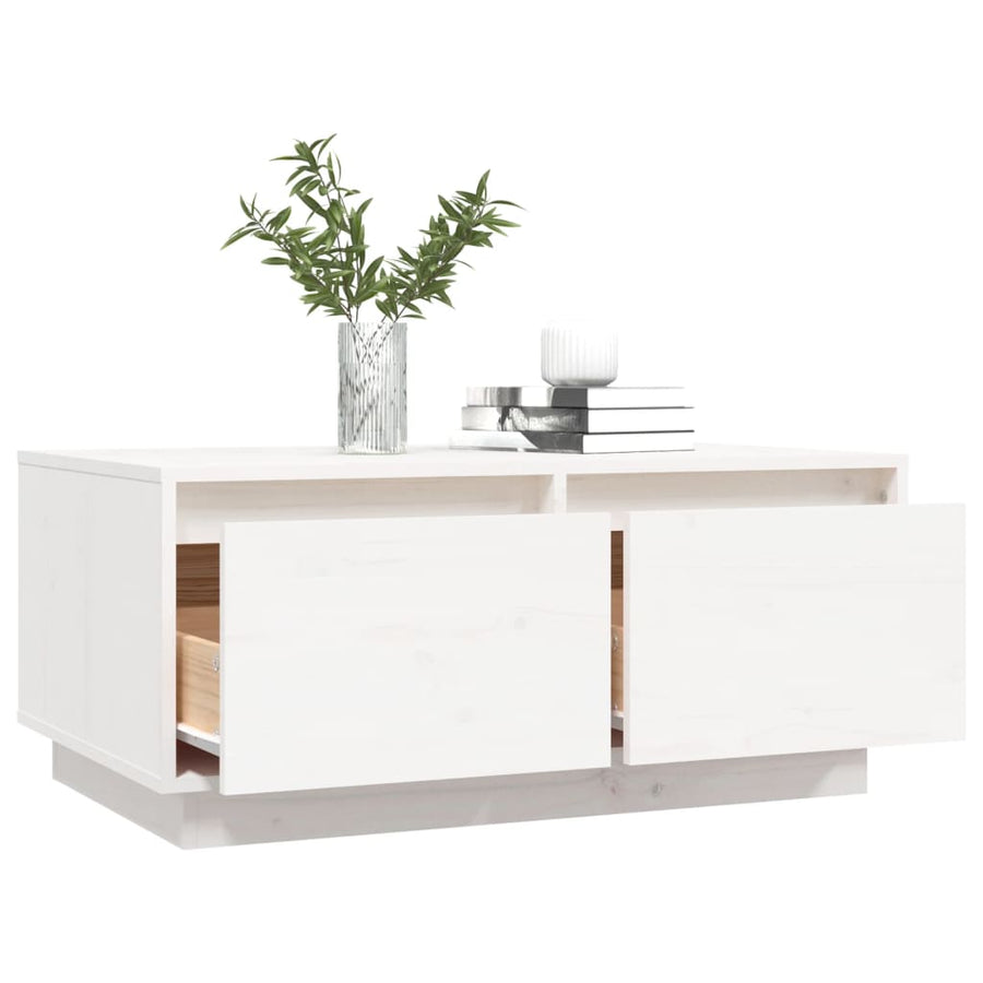 Salontafel 80X50X35 Cm Massief Grenenhout Wit