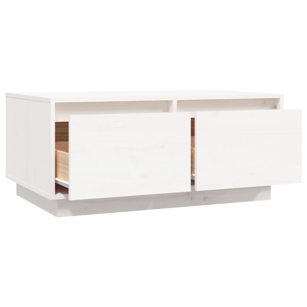 Salontafel 80X50X35 Cm Massief Grenenhout Wit