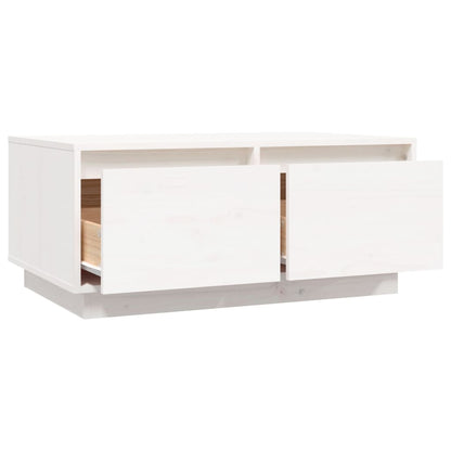 Salontafel 80X50X35 Cm Massief Grenenhout Wit
