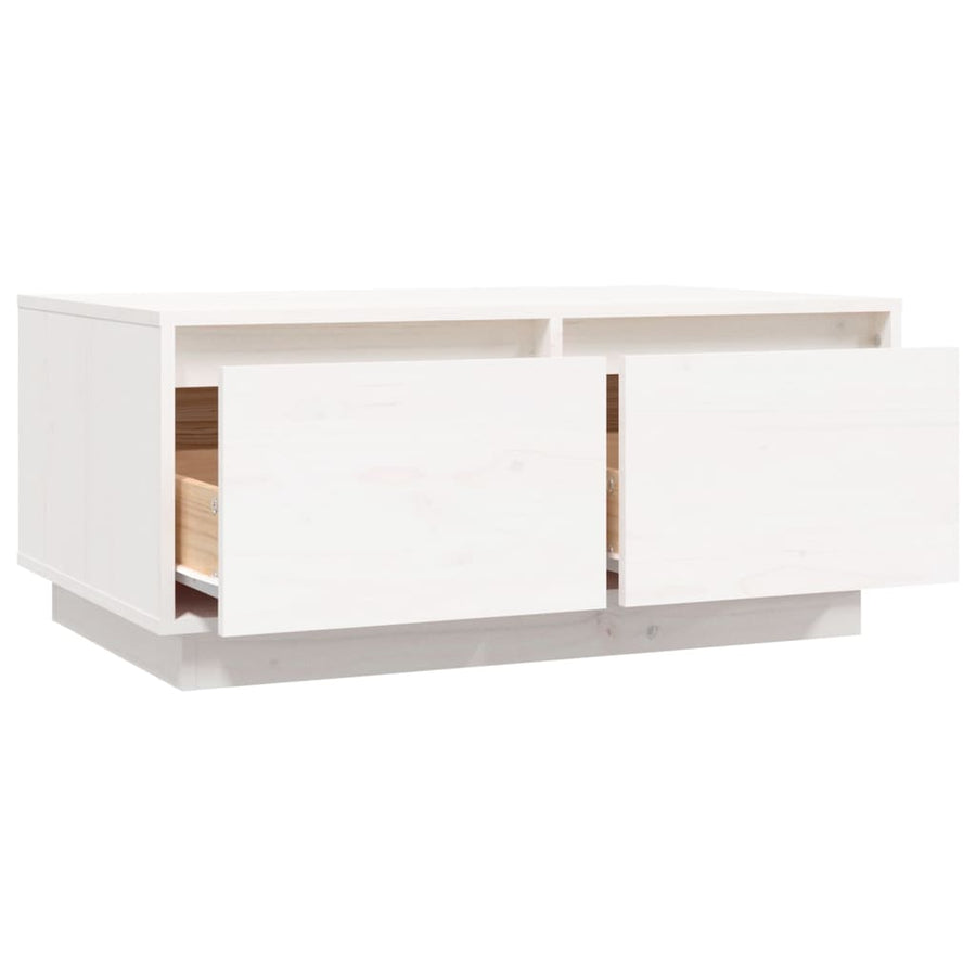 Salontafel 80X50X35 Cm Massief Grenenhout Wit