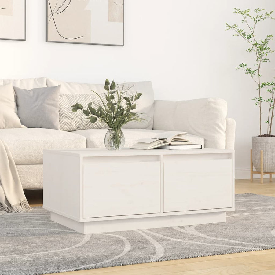 Salontafel 80X50X35 Cm Massief Grenenhout Wit