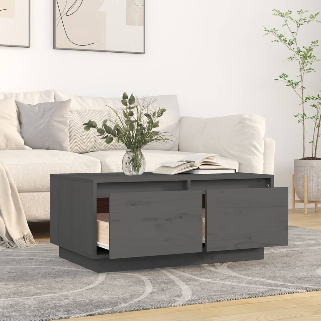 Salontafel 80X50X35 Cm Massief Grenenhout Grijs