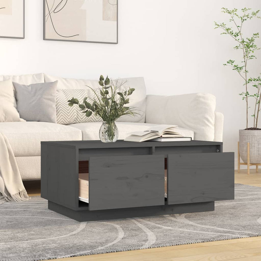 Salontafel 80X50X35 Cm Massief Grenenhout Grijs