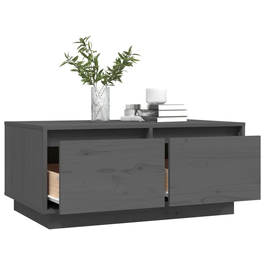 Salontafel 80X50X35 Cm Massief Grenenhout Grijs