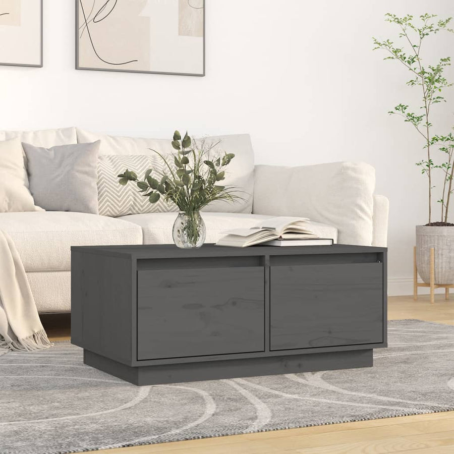 Salontafel 80X50X35 Cm Massief Grenenhout Grijs