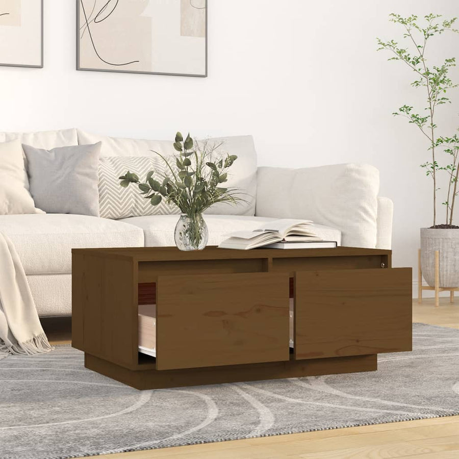 Salontafel 80X50X35 Cm Massief Grenenhout Honingbruin