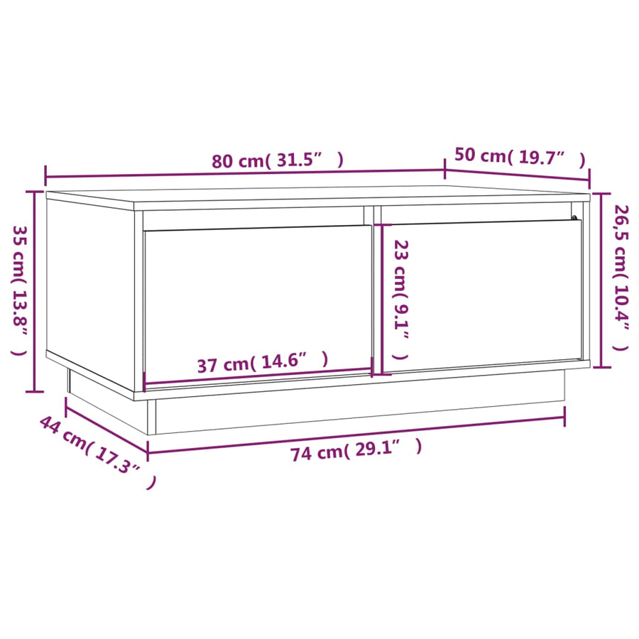 Salontafel 80X50X35 Cm Massief Grenenhout Honingbruin