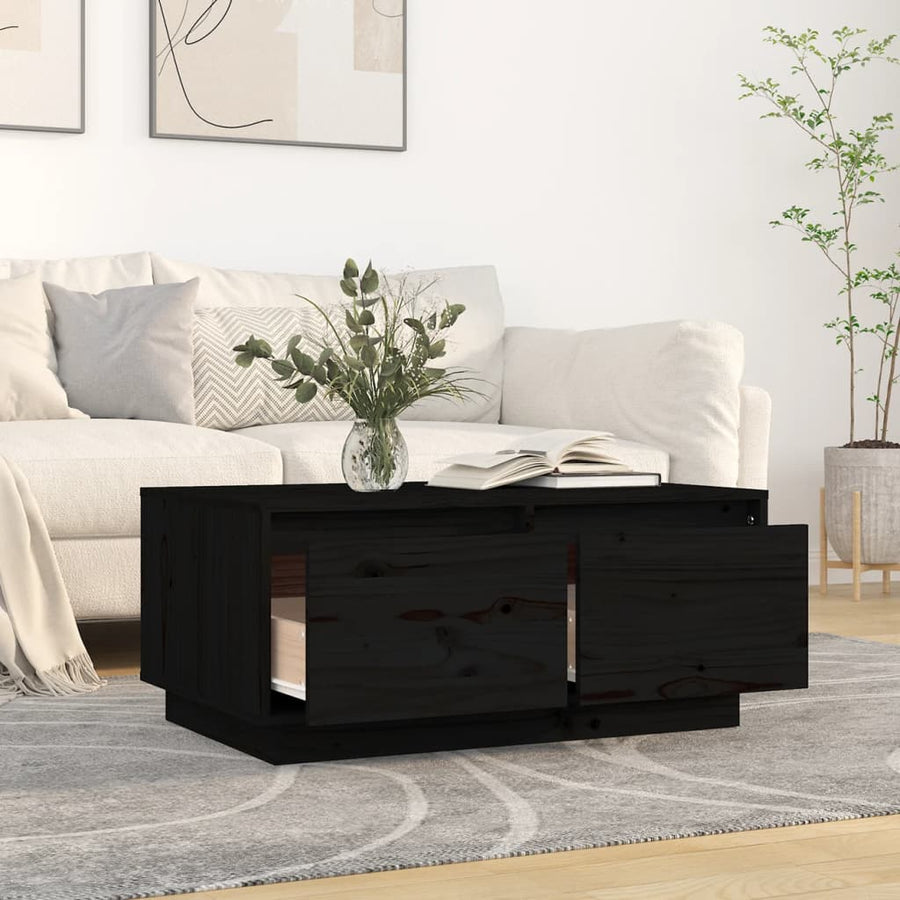 Salontafel 80X50X35 Cm Massief Grenenhout Zwart
