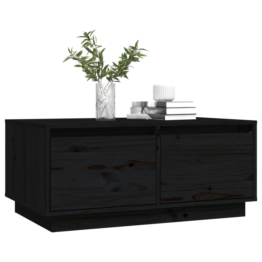 Salontafel 80X50X35 Cm Massief Grenenhout Zwart