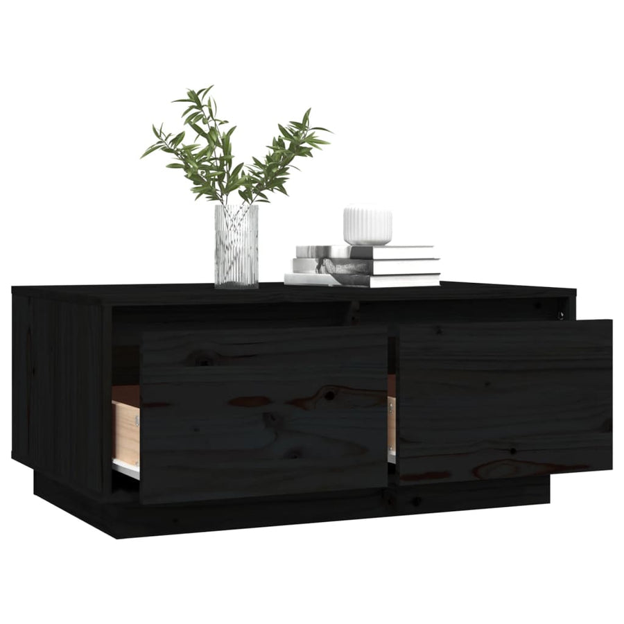 Salontafel 80X50X35 Cm Massief Grenenhout Zwart
