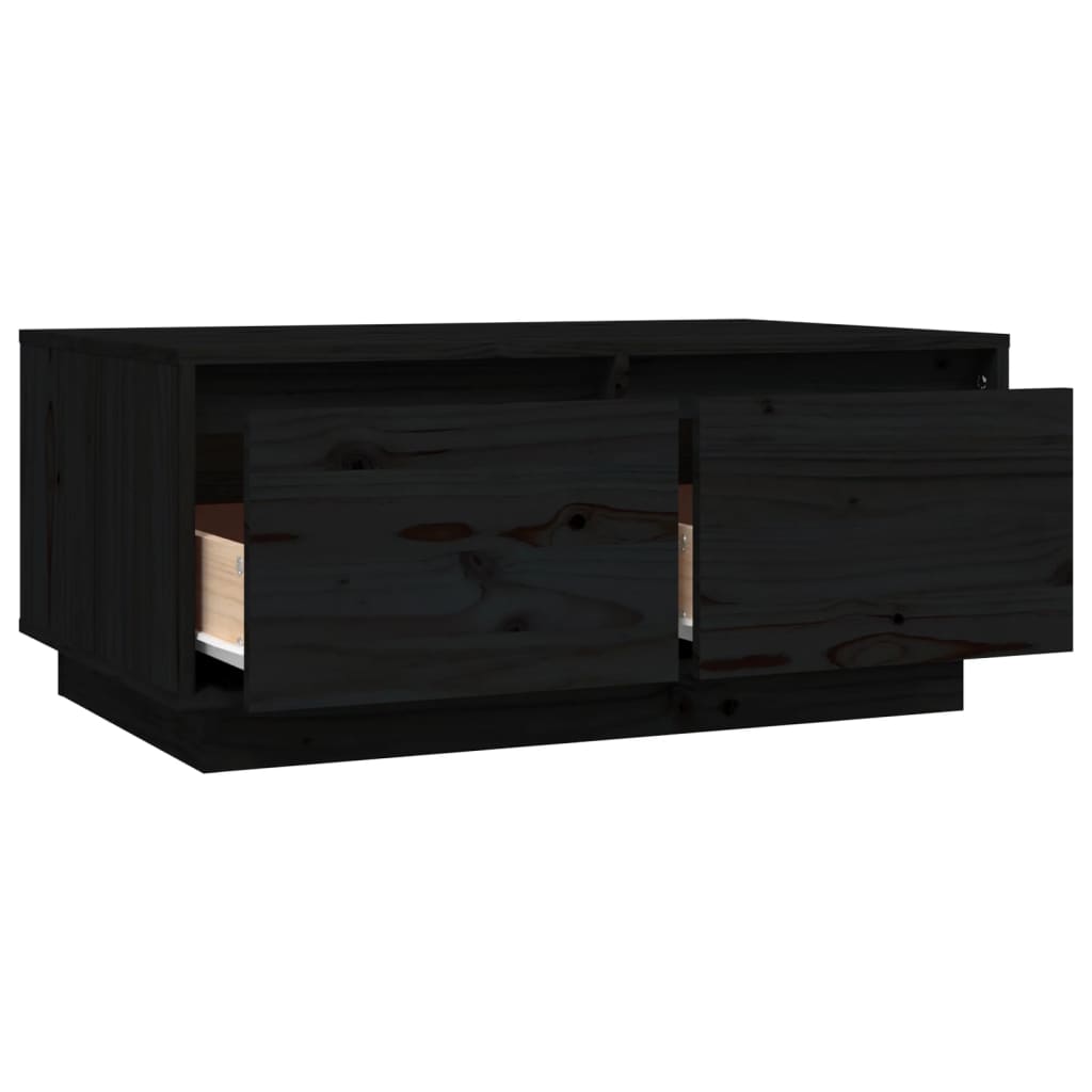 Salontafel 80X50X35 Cm Massief Grenenhout Zwart