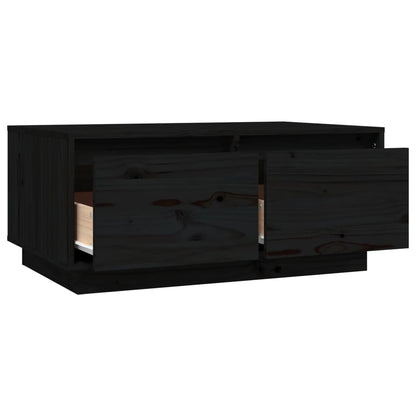Salontafel 80X50X35 Cm Massief Grenenhout Zwart