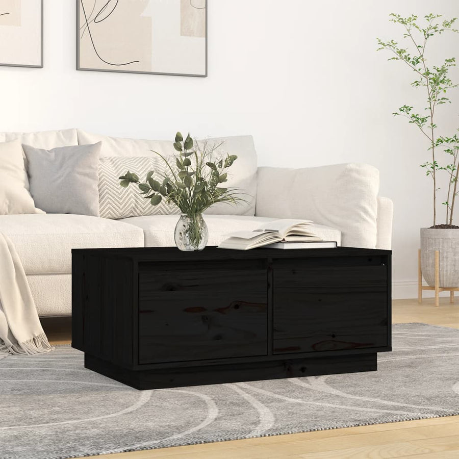Salontafel 80X50X35 Cm Massief Grenenhout Zwart