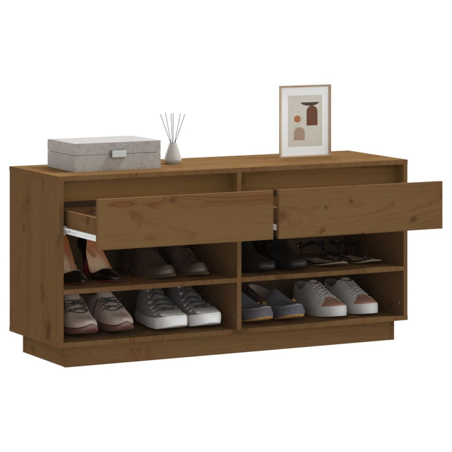 Schoenenkast 110X34X52 Cm Massief Grenenhout Honingbruin
