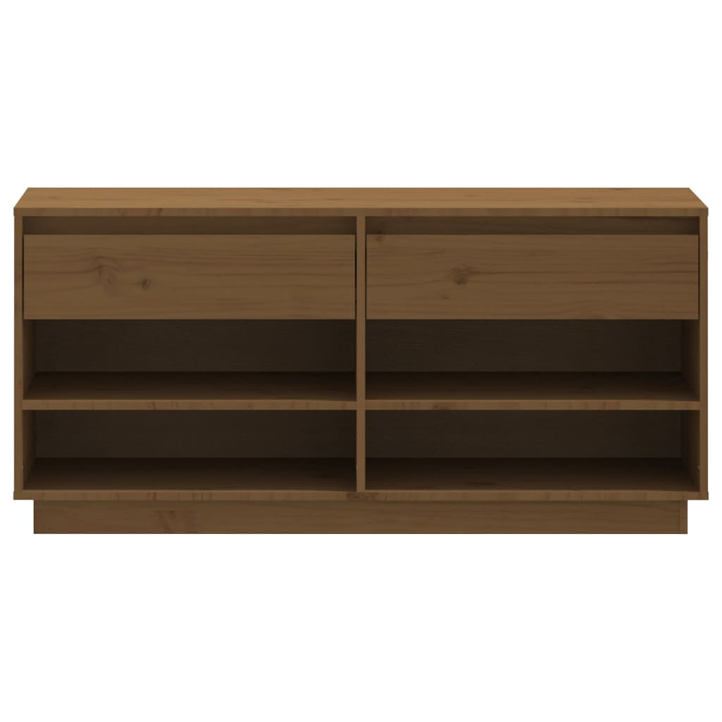 Schoenenkast 110X34X52 Cm Massief Grenenhout Honingbruin