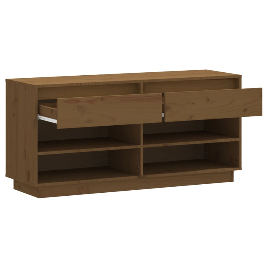 Schoenenkast 110X34X52 Cm Massief Grenenhout Honingbruin