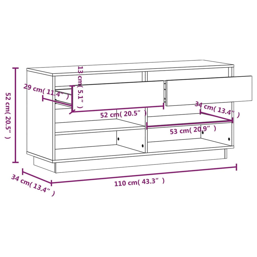 Schoenenkast 110X34X52 Cm Massief Grenenhout Honingbruin