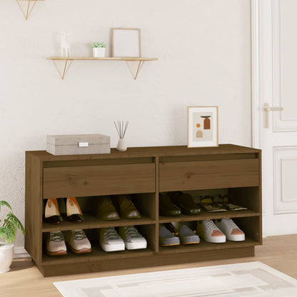 Schoenenkast 110X34X52 Cm Massief Grenenhout Honingbruin
