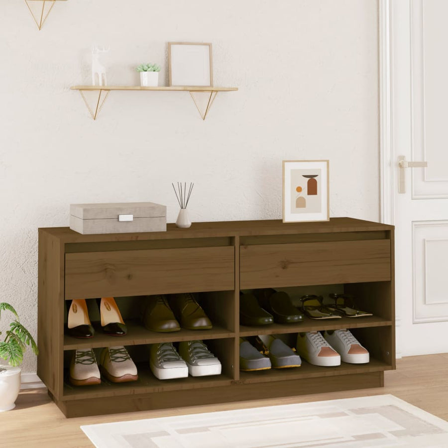 Schoenenkast 110X34X52 Cm Massief Grenenhout Honingbruin