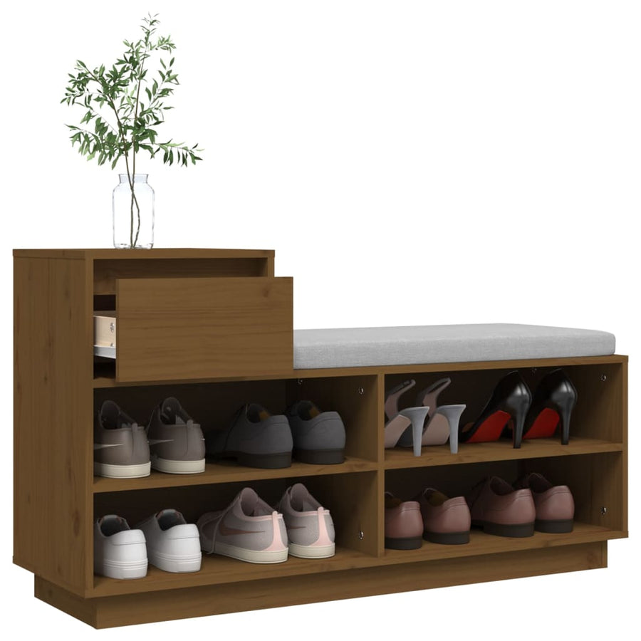 Schoenenkast 0X34X6 Cm Massief Grenenhout Honingbruin