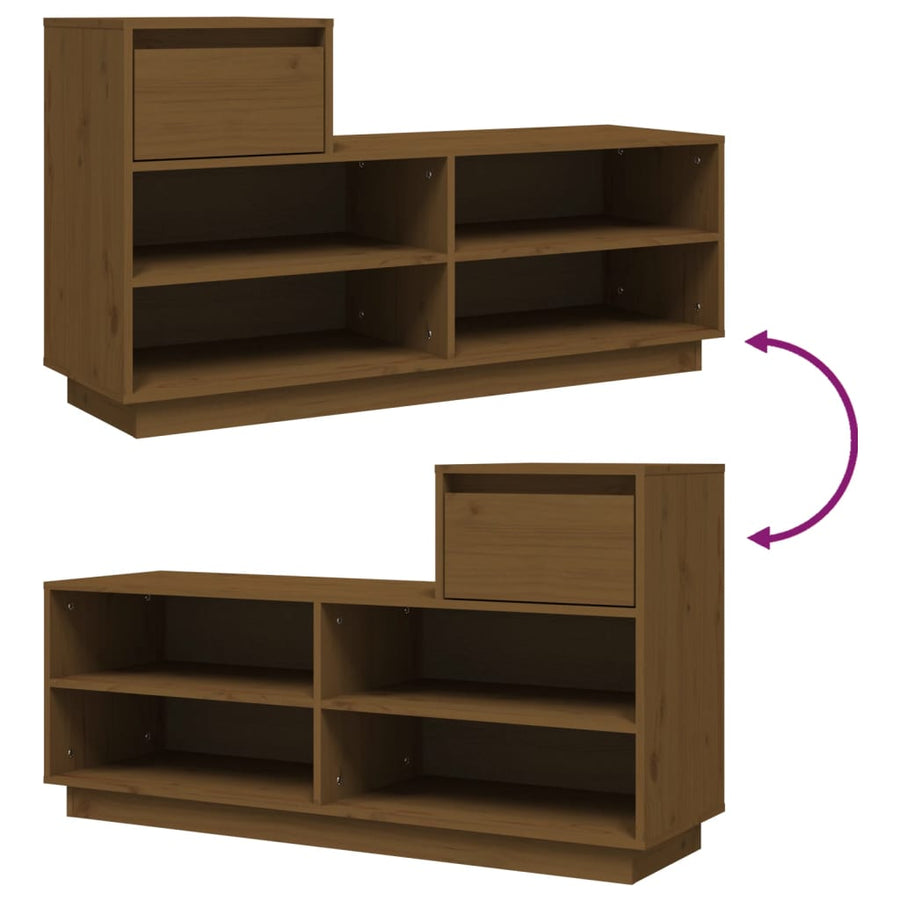 Schoenenkast 0X34X6 Cm Massief Grenenhout Honingbruin