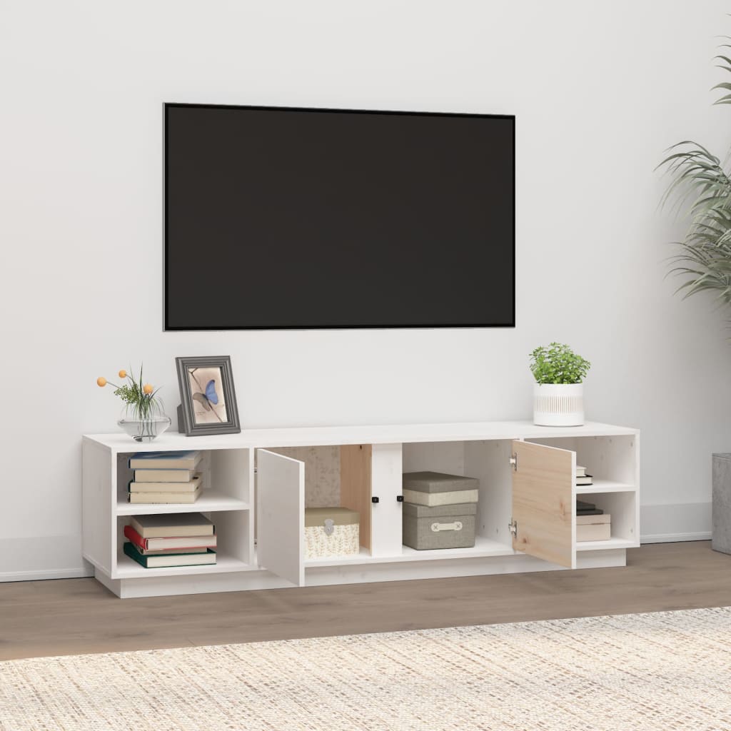 Tv-Meubel 56X40X40 Cm Massief Grenenhout Wit