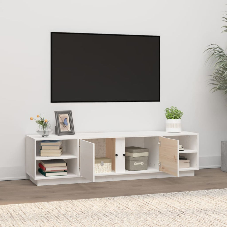 Tv-Meubel 56X40X40 Cm Massief Grenenhout Wit