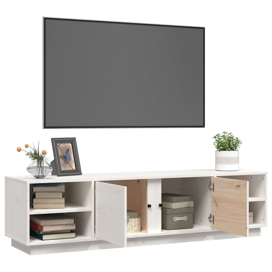 Tv-Meubel 56X40X40 Cm Massief Grenenhout Wit