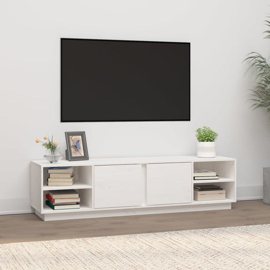 Tv-Meubel 56X40X40 Cm Massief Grenenhout Wit