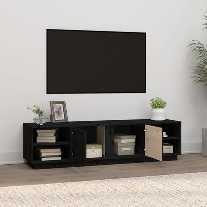 Tv-Meubel 56X40X40 Cm Massief Grenenhout Zwart