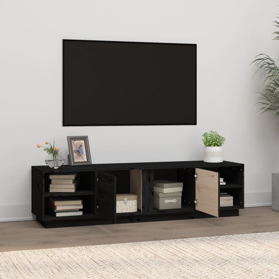 Tv-Meubel 56X40X40 Cm Massief Grenenhout Zwart