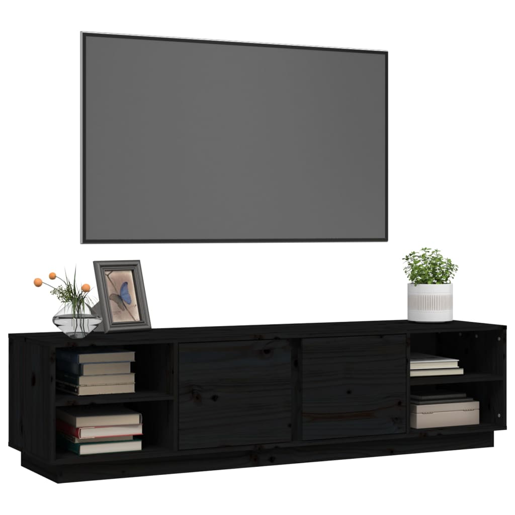 Tv-Meubel 56X40X40 Cm Massief Grenenhout Zwart