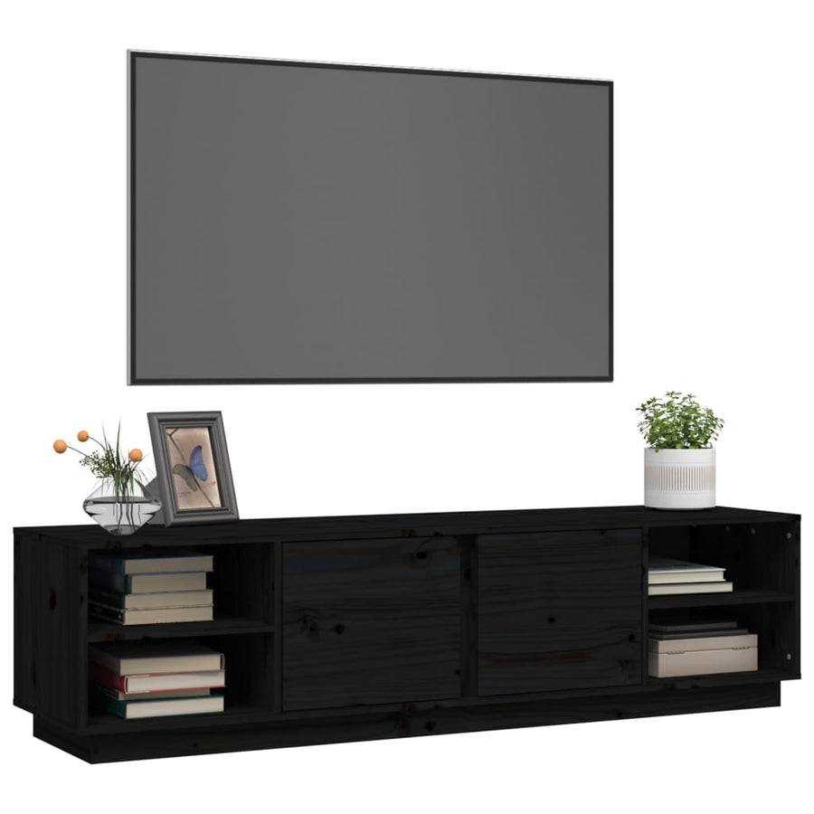 Tv-Meubel 56X40X40 Cm Massief Grenenhout Zwart