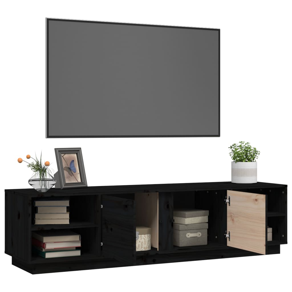 Tv-Meubel 56X40X40 Cm Massief Grenenhout Zwart