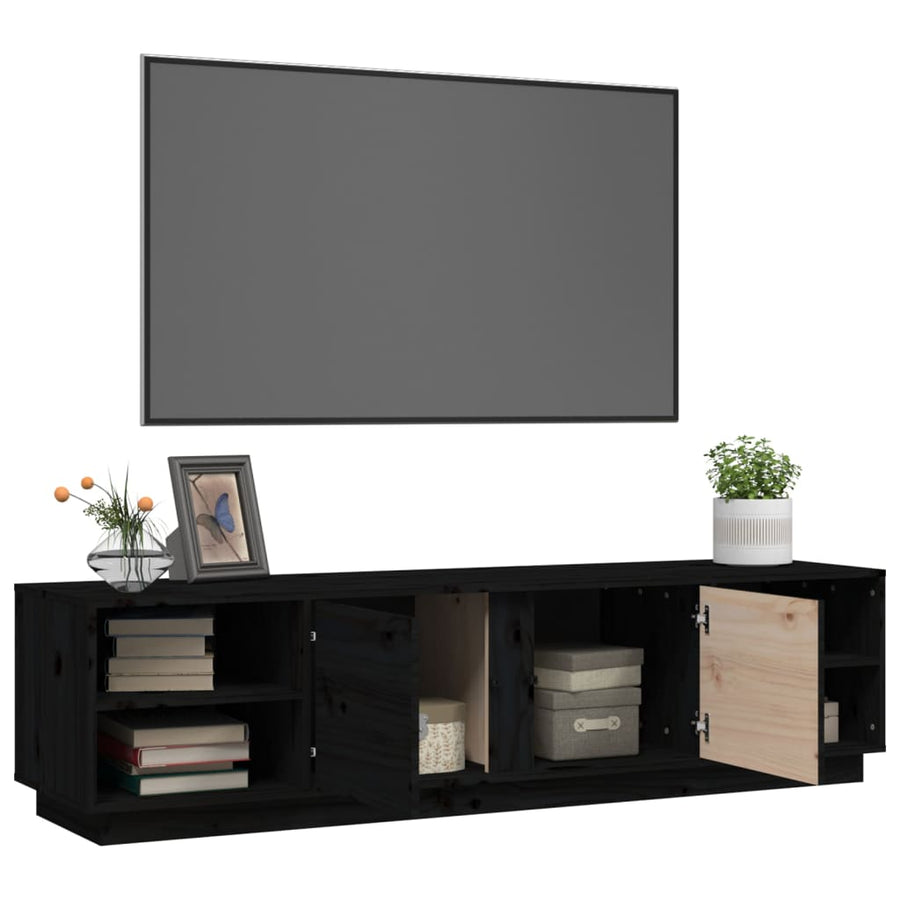 Tv-Meubel 56X40X40 Cm Massief Grenenhout Zwart