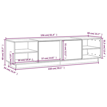 Tv-Meubel 56X40X40 Cm Massief Grenenhout Zwart