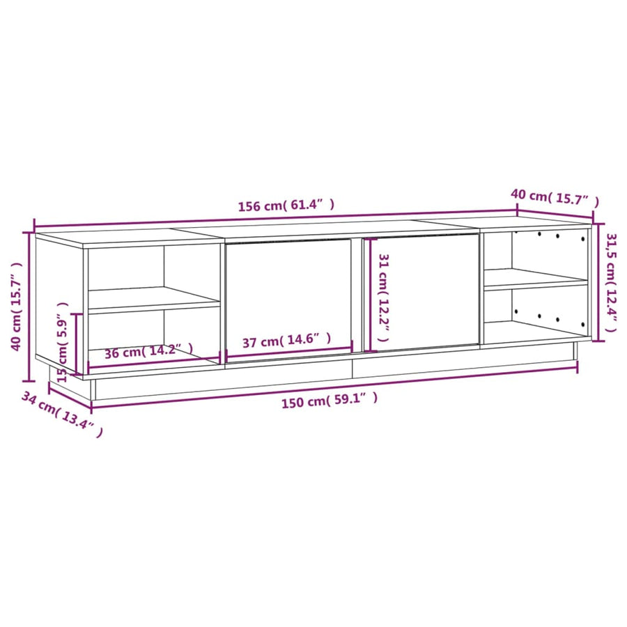 Tv-Meubel 56X40X40 Cm Massief Grenenhout Zwart