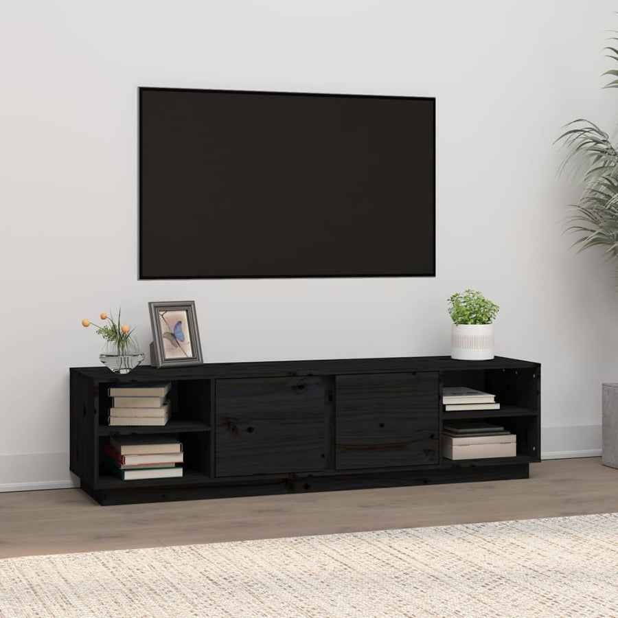 Tv-Meubel 56X40X40 Cm Massief Grenenhout Zwart