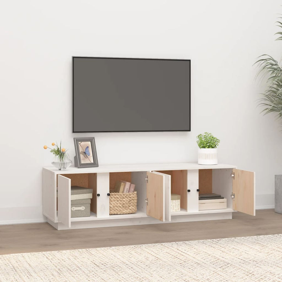 Tv-Meubel 40X40X40 Cm Massief Grenenhout Wit