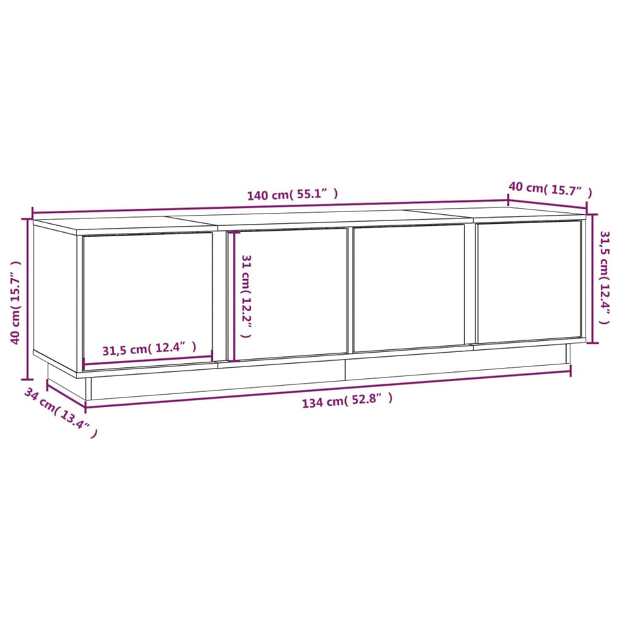Tv-Meubel 40X40X40 Cm Massief Grenenhout Wit