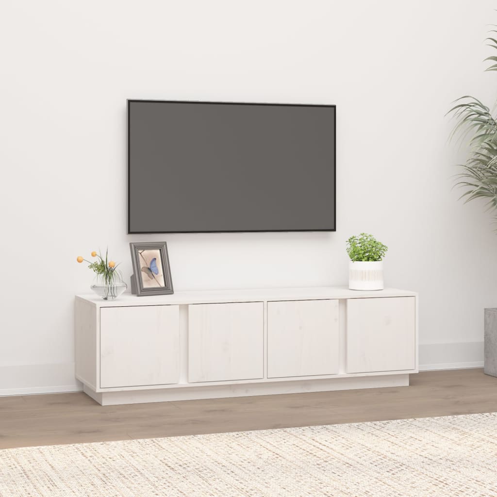 Tv-Meubel 40X40X40 Cm Massief Grenenhout Wit