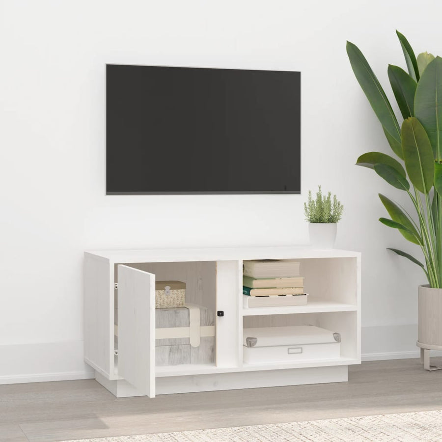 Tv-Meubel 80X35X40,5 Cm Massief Grenenhout Wit