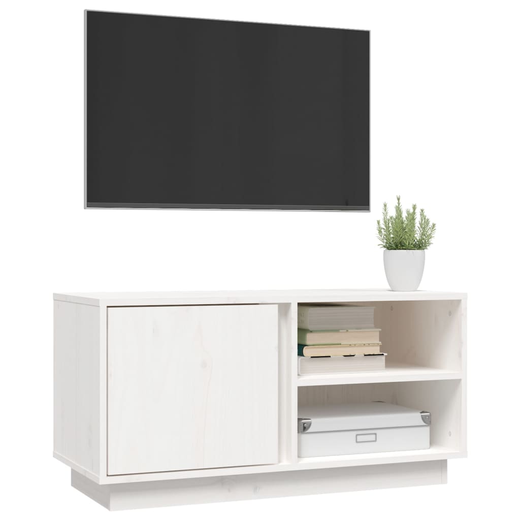 Tv-Meubel 80X35X40,5 Cm Massief Grenenhout Wit