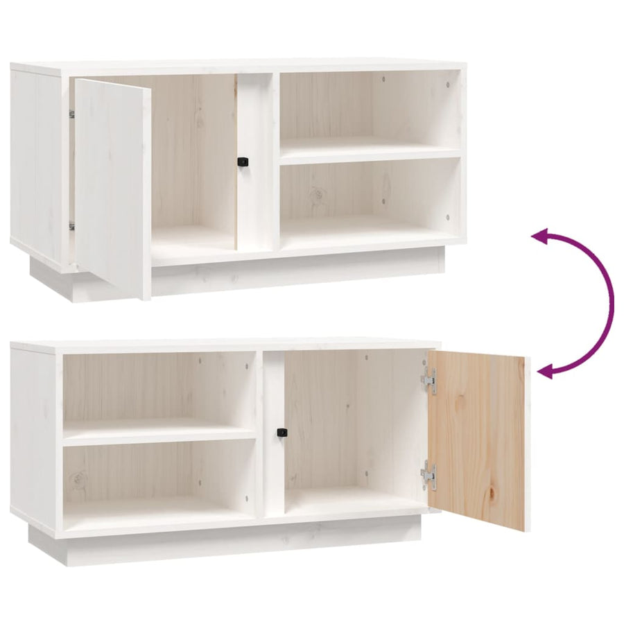 Tv-Meubel 80X35X40,5 Cm Massief Grenenhout Wit