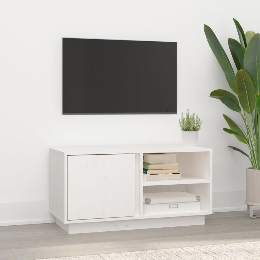 Tv-Meubel 80X35X40,5 Cm Massief Grenenhout Wit